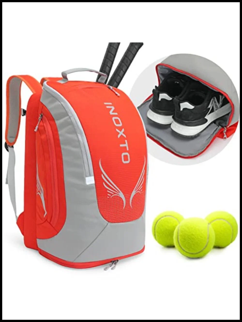 40L Tennis Backpack with Shoe Storage, Waterproof, Holds 2 Rackets